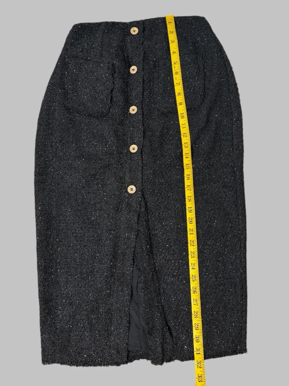 Tuckernuck Pomander Place Black Metallic Tweed Midi Skirt - Picture 8 of 9